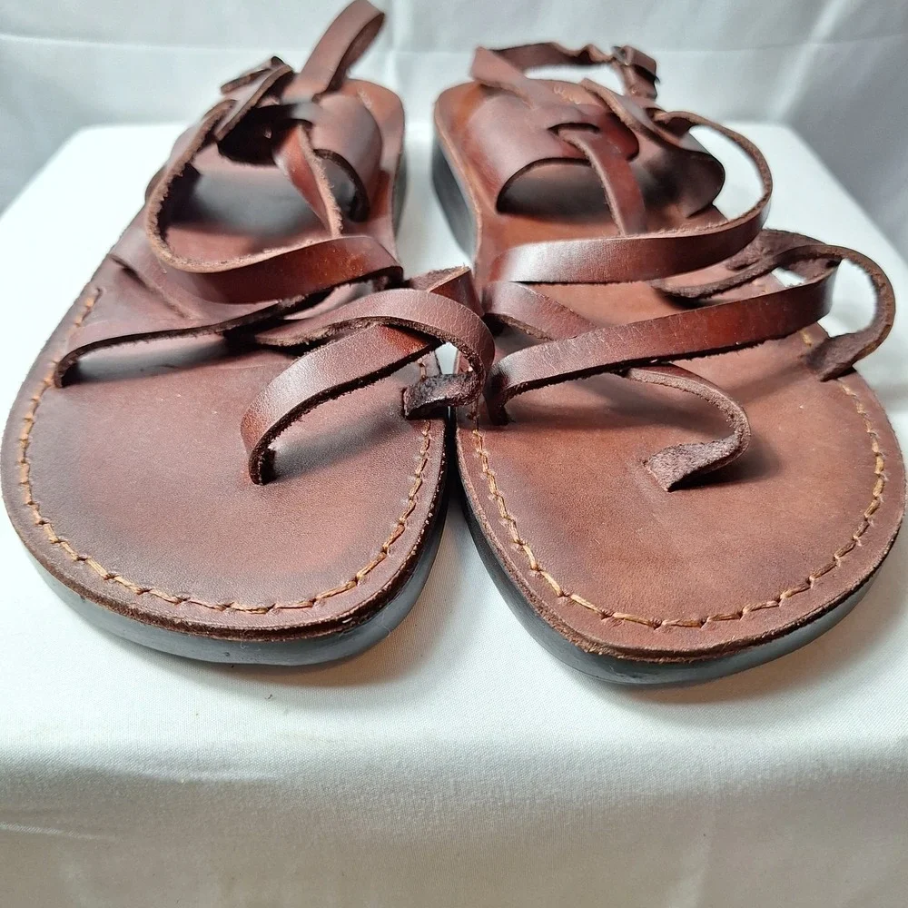 HOLY LAND Market Camel Gladiator Sandals Men Sz EU/44 US/11 Brown Leather NEW